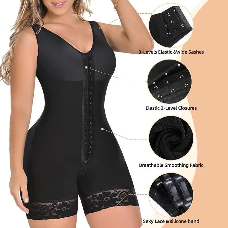 Tummy Control Full Body Shaper: Butt Lifter Shapewear with Zipper Crotch