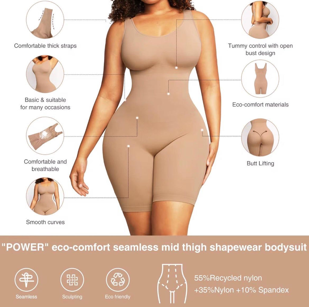 Sculpther - Seamless Mid-Thigh Bodysuit | Tummy Control, Butt Lifting, Smooth Curves, Eco-Comfort Shapewear